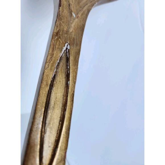 Vintage Hollywood Regency Carved & Gold Gilded Handheld Wood Vanity Mirror - Picture 9 of 12